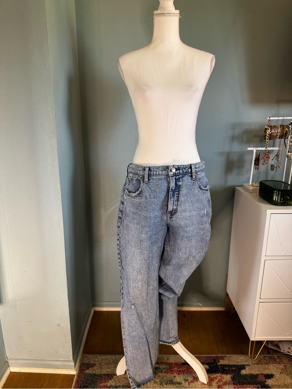 Abercrombie & Fitch Light Blue Boyfriend Jeans 32 Skinny Short 14 S